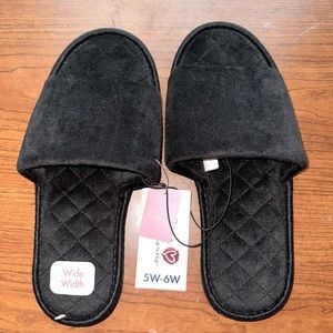 Secret Treasures Black Memory Foam Pillow Slides Slippers Wide Width Size 5W-6W